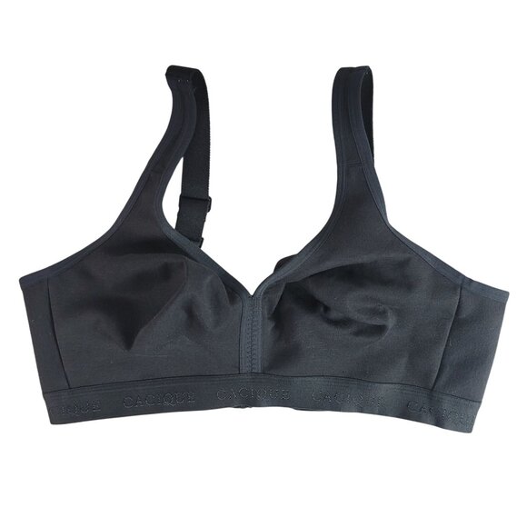 Cacique Unlined Full Coverage No Wire Bra Black 40D Wide Strap Adjust Seamless - Picture 1 of 10